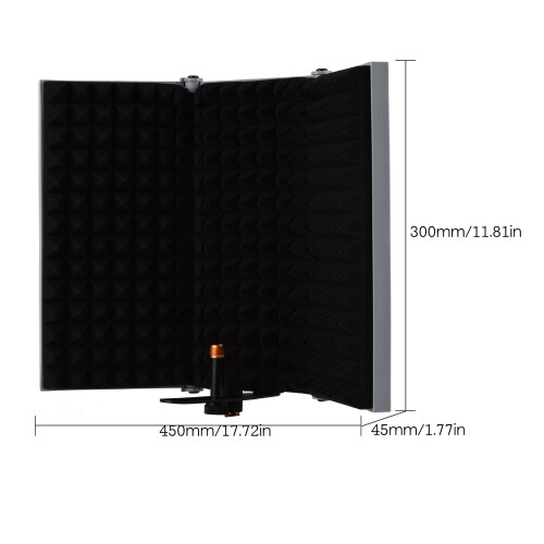 3-Door Microphone Isolation Pop Filter & Wind Screen, 450x300x45mm 1