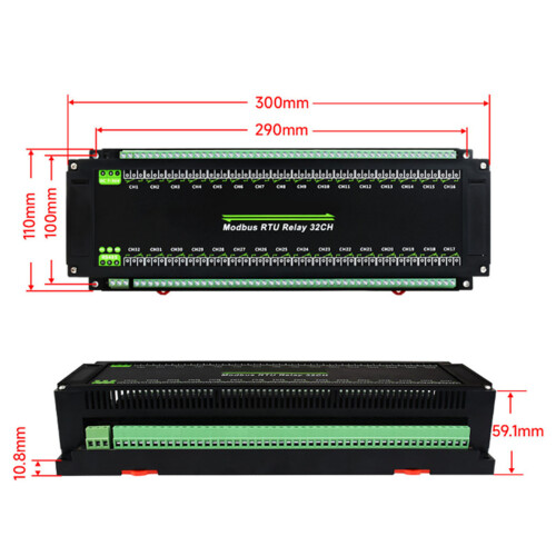 RTU Relay Module 32-Channel RS485 Rail-Mount ABS 1