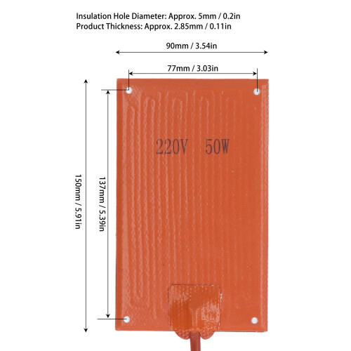 Silicone Rubber Heating Pad 90x150mm AC220V for Electric Cabinet 2