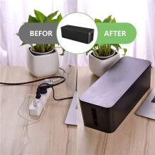 2X Kabel Management Box, Kabel Aufbewahrung Box, Zum Verstecken Der Steckdosen Leiste, Geeignet für Zuhause/Büro (Schwarz)