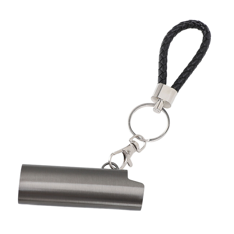 Aluminum Alloy Lighter Holder Keychain with Spring Clip - Grey