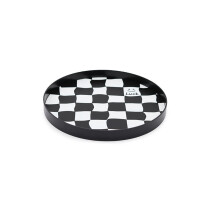 Ronde plastic opbergbak met dambordpatroon