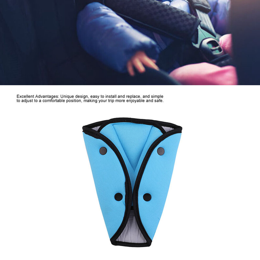 Car Child Seat Belt Triangle Adjuster, Breathable Cotton, Auto Blue 6951388173715