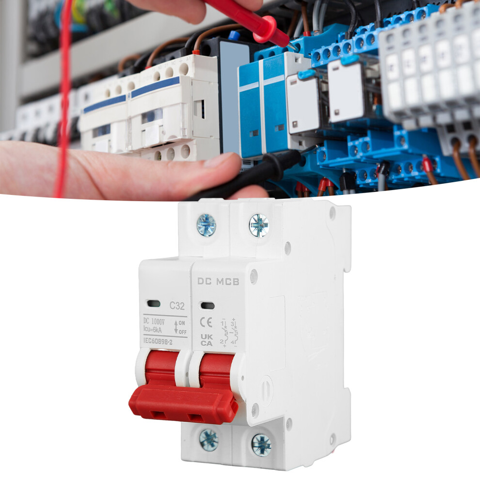 Dc Miniature Circuit Breaker 2P 32A Din Rail Mount Dc1000v 6000A 4641388173847