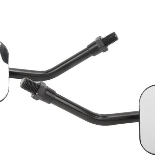 Square Motorcycle Side Mirror, Clear Wide Angle, 38mm Fit, Black 2