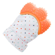 Safe Silicone Baby Teether Glove Orange