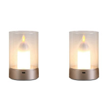 2X USB Kaarslicht Oplaadbare Vlamloze Elektrische LED Kaars Dansen Bewegende Kaarsen Licht Huisdecoratie
