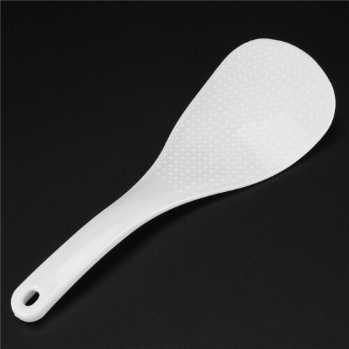 3X Kitchen Dotted White Plastic Flat Rice Scoop Paddle Meal Spoon 1