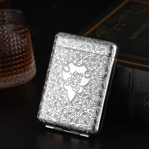 Retro Silver Cigarette Case for 16 Coarse Cigarettes, 69x23x99mm 2