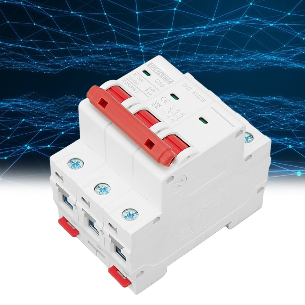 Dz47s 63Z 10A 3P Circuit Breaker For Solar Pv, Din Rail Mount 7661388175792