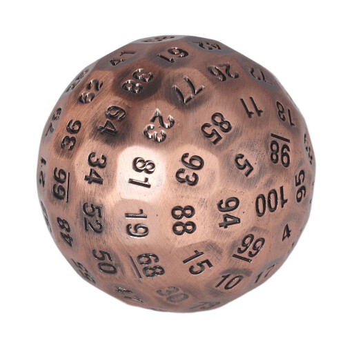Heavy Bright Copper Metal Polyhedral Dice 100 Sides for RPG, 5cm 2