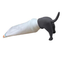 Topper per dentifricio divertente con lato posteriore di cane in resina, spremiagrumi 80x60x60mm, grigio