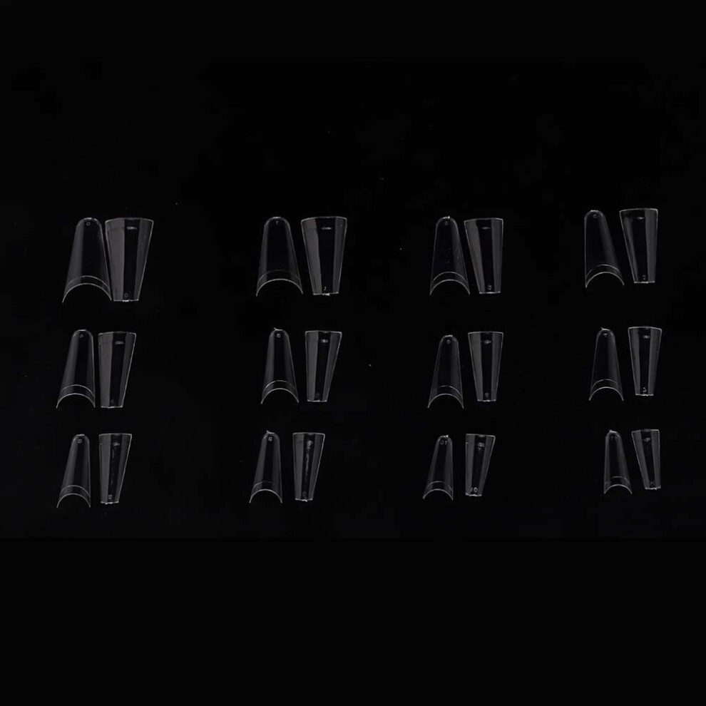 504pcs Nail Tip Practice Fake Nails Kit, ABS, 0-11#, Transparent
