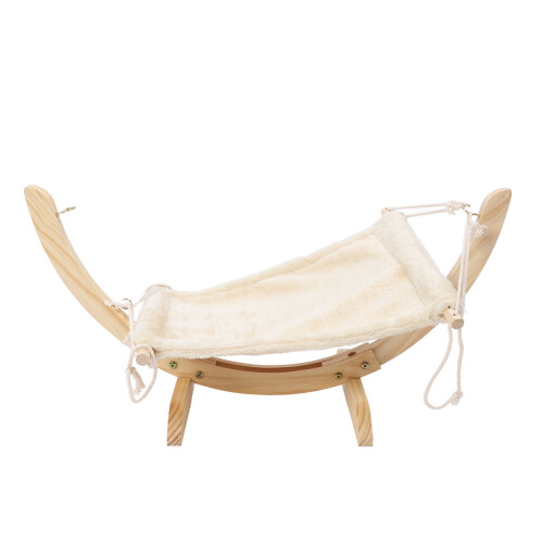 Wooden Cat Hammock Bed, Elevated Pine Swing for Small Pets, Beige 2