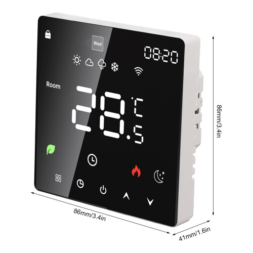 16A LCD-Touchscreen-Smarthermostat, 90-240V, 86x86mm 1