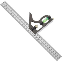 Combination Square 300mm Stainless Steel with Bubble Level Scriber, Multi-Angle Ruler for Woodworking, DIY and Engineering Measurement
