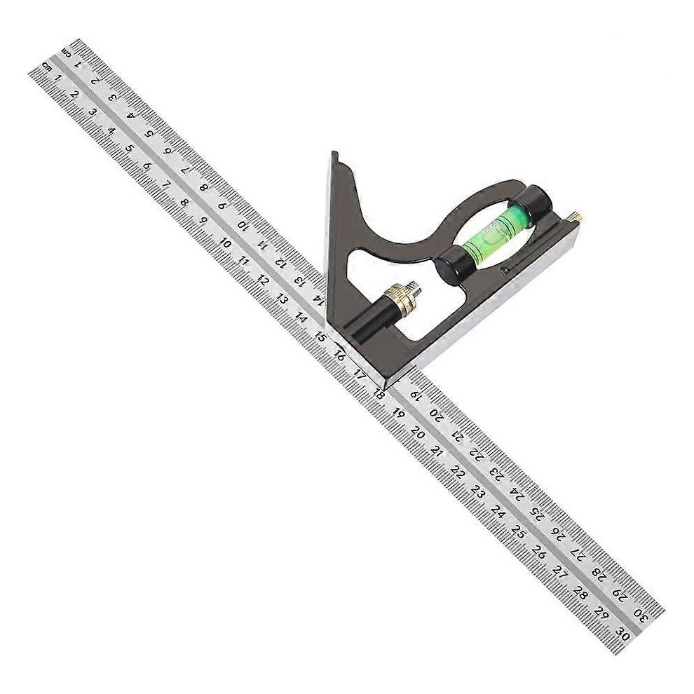 Combination Square 300Mm Stainless Steel With Bubble Level Scriber, Multi-Angle Ruler For Woodworking, Diy And Engineering Measurement 6901508305052