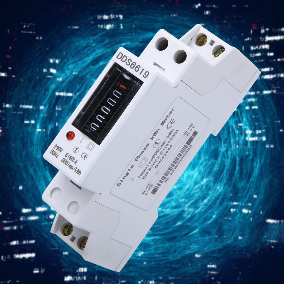 Single Phase Energy Meter Din Rail 1P 230V 5(60)A Dds6619-001 6911392526150