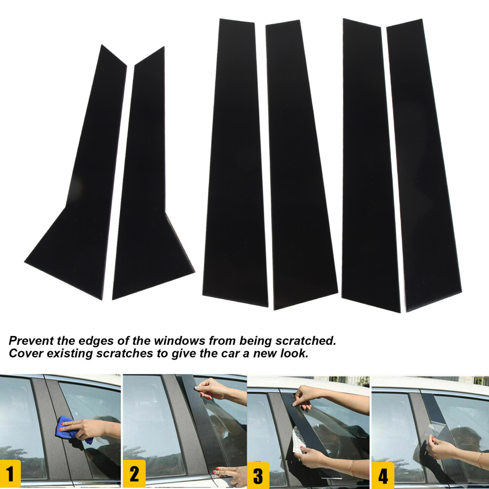 6Pcs Glossy B Pillar Trim For Macan 95B Black 7293282095175