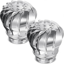Roof Ventilator 2-Pack, Stainless Steel Non-Powered Wind Turbine, 110mm Tube for Kitchen Ventilation and Moisture Control