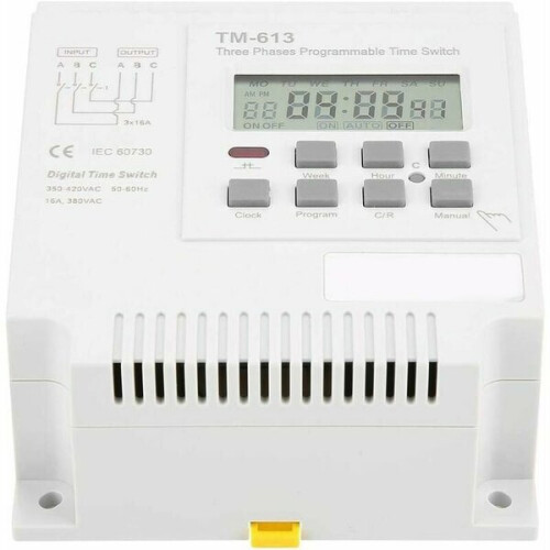 Programmable Timer Switch Three-Phase 4kW 17 On/Off Settings No Neutral Wire Required for Motor Pump 2