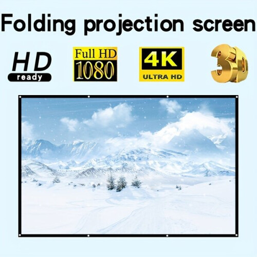 Foldable Wall-Mounted Projection Screen, Polyester Material with Adhesive Mounting for Home Cinema Use 2