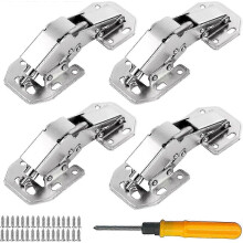 Soft Close Hinges 4 Pack, 90 Degree Stainless Steel Concealed Cabinet Door Hinges with Damper