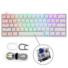 GK61 61 Key Mechanical Gaming Keyboard with RGB Backlight, Hot-Swappable Switches, USB Type-C in White