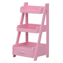 3-Layer Pink Dollhouse Flower Stand, Birch Wood, 11cm Height