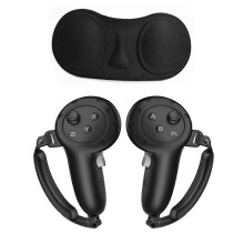 Capa de Apoio em Silicone com Correia de Pulso Protector de Lente Compatível com Meta Quest 3 3S, Anti-Manchas e Resistente a Impactos