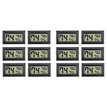 Mini termómetro-higrómetro digital (paquete de 12), para controlar la temperatura y la humedad interiores (en grados Fahrenheit), fabricado en ABS.