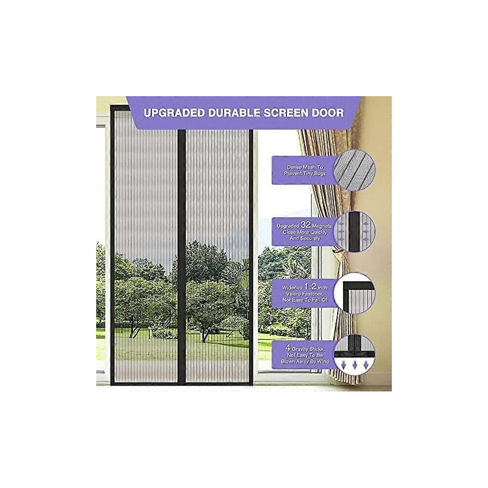 Magnetic Door Screen 90X210cm With Auto Close, Mosquito Net For Balcony, Patio Outdoor Doors, Strong Magnet, Adhesive Fit 6901508319080