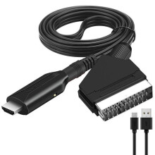 1-metrowy kabel HDMI-SCART — kompatybilny z PS4, Xbox 360, starszymi telewizorami i magnetowidami