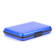 Custodia per schede di memoria compatibile con schede SD, SDHC, SDXC e Micro SD, in lega di alluminio antiurto, per 16 schede, colore argento.