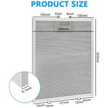 Hood Grease Filter Compatible with Standard Range Hoods 320x260mm 2-Pack, Five-Layer Aluminium Mesh