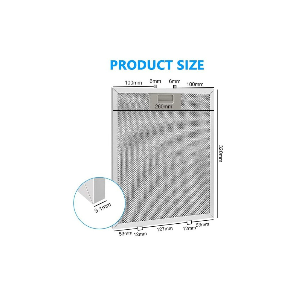 Hood Grease Filter Compatible With Standard Range Hoods 320X260mm 2-Pack, Five-Layer Aluminium Mesh 6901508318724