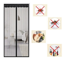 Magnetic Insect Screen Door with Auto-close, Washable Polyester Mesh for Mosquito Fly Prevention, 80-120 x 210 cm White Black