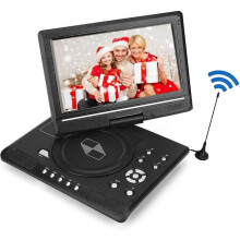 Tragbarer DVD-Player mit 9,8-Zoll-Bildschirm (270 drehbar), 3D-Sound und Wiedergabe verschiedener Formate (USB/SD/CD/DVD)