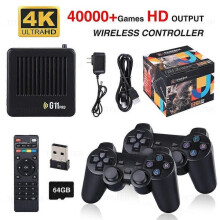 Console per videogiochi retrò con oltre 40.000 giochi e uscita 4K, due controller wireless per proiettore TV