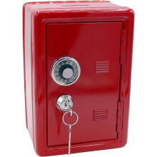 Cofre de Metal com Chave 18x12x10 cm Caixa de Armazenamento Vermelha para Documentos e Valores Pessoais em Casa