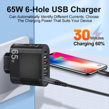 5-portowy adapter podróżny USB z portami typu C, kompatybilny z telefonami komórkowymi i laptopami, wyjście 3,5 A do wielu urządzeń