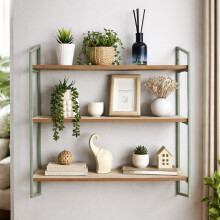 3 Tier Shelving Unit Metal Frame Wooden Shelves
