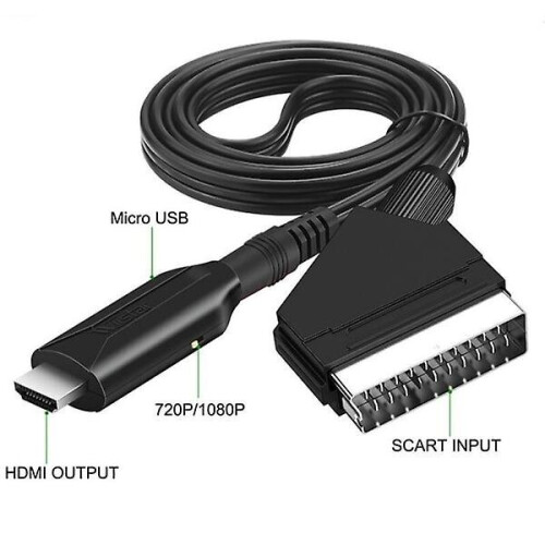 Convertitore da SCART a HDMI 1080p con funzione Plug and Play, compatibile con TV e decoder. 1