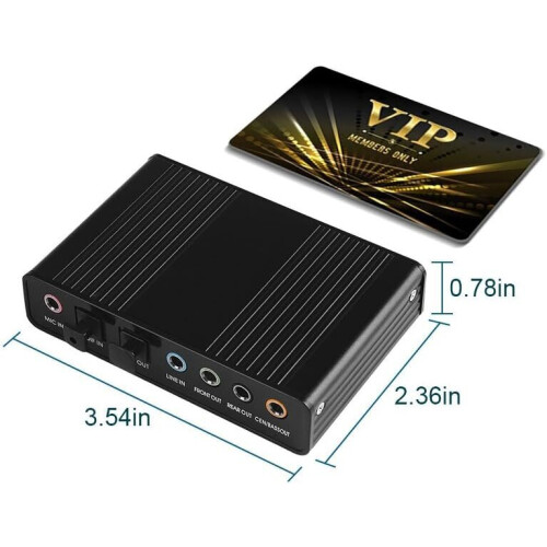 Placa de Som Externa USB 2.0 com Saída Óptica S/PDIF Surround 5.1 para PC e Laptop 2