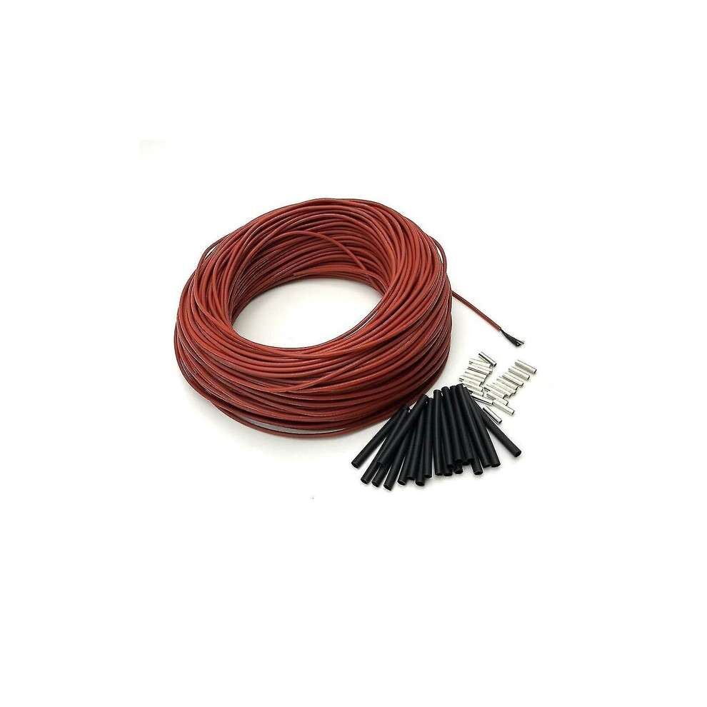 Carbon Fibre Heating Cable 20 Metres, Silicone Rubber Insulated Infrared Heating Wire For Floor Room Warming, 12K, 25W/M, 200C Rated 6901508346321