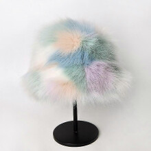 (color 4)Women's Autumn And Winter Fashion Cow Print Basin Hat Plush Fisherman Hat Warm Hat
