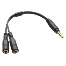 Mic Headset Splitter Adapter Cable 3.5mm Jack 1 TRRS Male to 2 TRS Female Y Cord