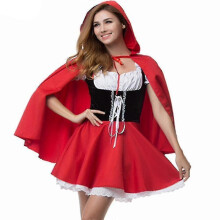 (S-Red Riding Hood)Xs-6xl Deluxe Adult Little Red Riding Hood Costume With Cape Women Disguise Halloween Party Princess Cosplay Fancy Dress