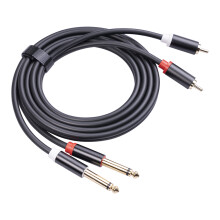 1.5m Audio Cable Gold-plated Plug Dual RCA Male to Dual 6.35mm Jack Male Audio Cable for Mixer Amplifier Splitter