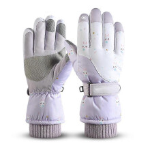 (SK14 Purple Snowflake Rabbit)Ski Snow Gloves Winter Cold Weather Windproof Warm Skis